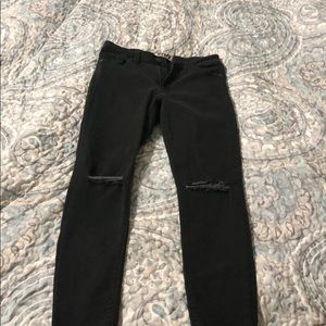 Olive split knee skinnies